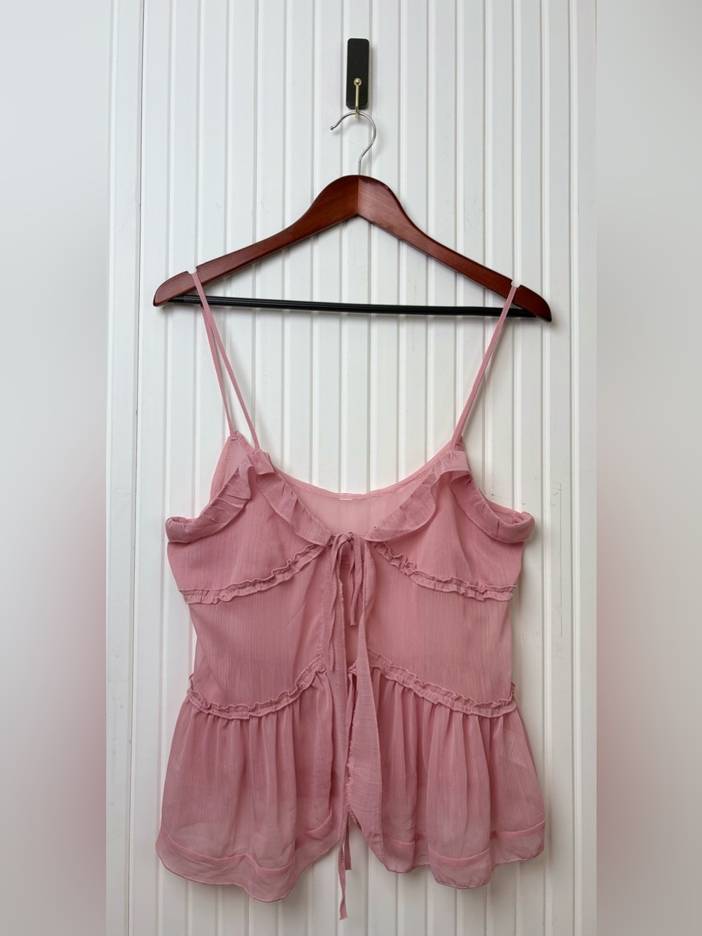 Womens Ruffled Front Tie Top Size M Coquette Feminine Fairy Whimsical Ethereal